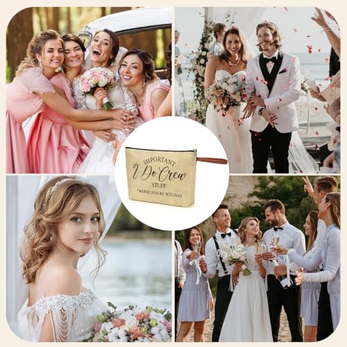 NBIAN 3PCS Luxury Makeup Bag Gift for Bridesmaid Proposal, Bachelorette Swag, Bridal Party - Thoughtful Present Women Ladi...