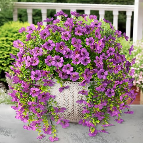 ZFProcess Artificial Hanging Flowers for Outdoors Spring Decoration, 2PCS Silk Fake Daisy Realistic Outdoor Flowers UV Res...