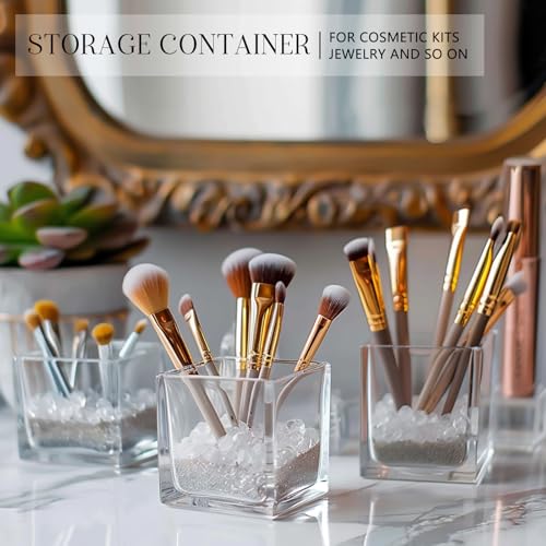 KEYWING 6 Pack Square Glass Vase 4" x 4" x 4", Clear Flower Vases for Centerpieces, Square Glass Cube Vase Candle Holder f...