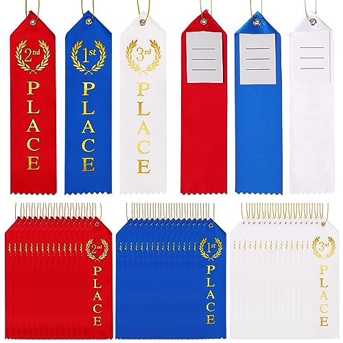 48PCS Award Ribbons, Medal Ribbons for 1st, 2nd, 3rd Place, Event Card & Rope Included, Perfect for Competitions, Sports E...