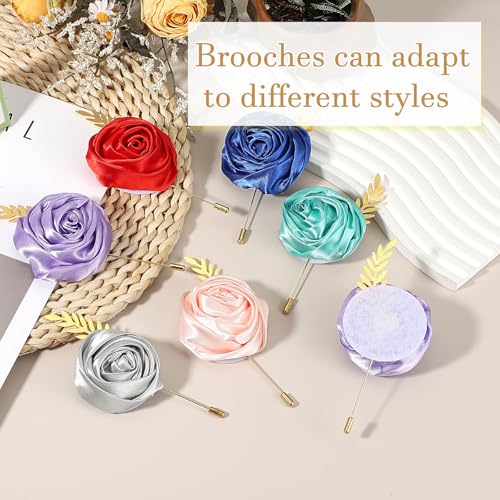 MECCANIXITY 6 Pcs Groom Boutonnieres Rose Boutonnieres Pins for Men Wedding Ceremony Anniversary Prom Formal Party, Beige(...