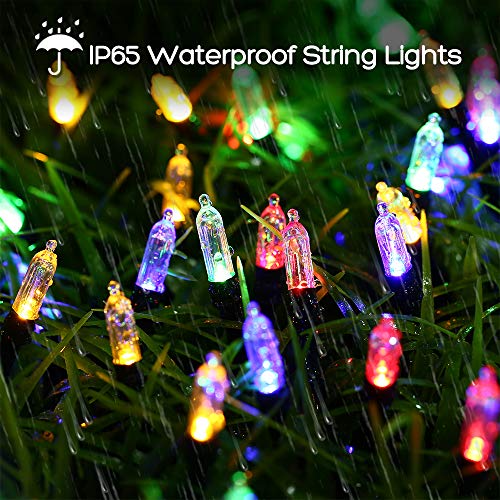 LYHOPE Battery Christmas Lights, 33ft 100 LED Christmas Lights Waterproof 8 Modes Battery Operated String Lights for Outdo...