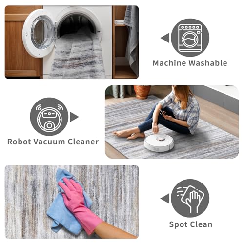 Washable Kitchen Runner Rug for Family: Easy-to-Clean Runners for Hallway Entryway Bedroom - Stain and Water Resistant Rug...