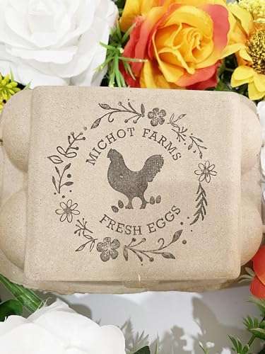 CHYHMYT | 3x3 inches Square Egg Carton Stamps | Chicken Eggs Stamper | Custom Resin Polymer Stamp