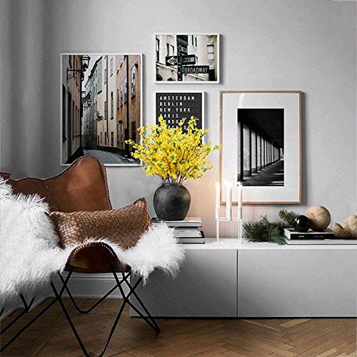 HO2NLE 6 PCS 25.5" Fake Flowers Yellow Flower Silk Artificial Forsythia Branches Long Stem Spring Flowers Artificial for D...