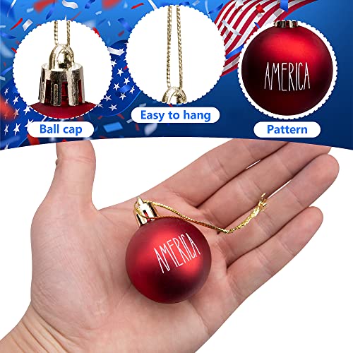 Deloky 24 Pcs 4th of July Tree Ornaments - 1.57" Memorial Day Letter Balls - Red White Blue Patriotic Hanging Balls for In...