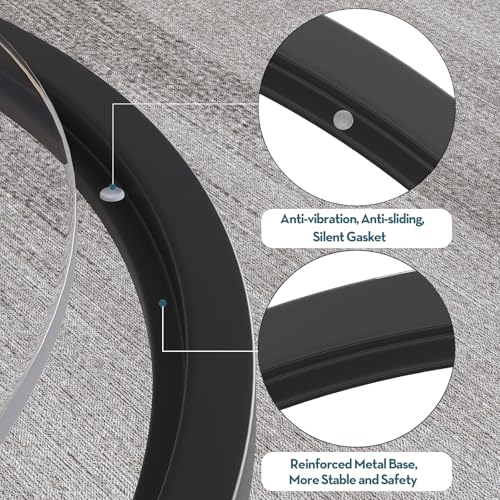 SAYGOER Small Glass Coffee Table Round Coffee Tables 27.6In Modern Tempered Glass-Top Accent Center Table for Living Room ...