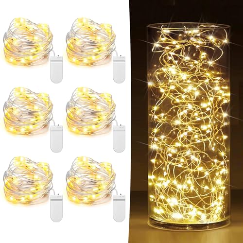 6 Pack Fairy Lights Battery Operated 7ft 20 LED Mini String Lights Twinkle Lights Silver Wire Firefly Starry Moon Lights f...