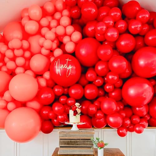 PartyWoo Red Balloons 50pcs 12 Inch Red Helium Balloons for Birthday Graduation Bachelorette Citizenship Firefighter Straw...