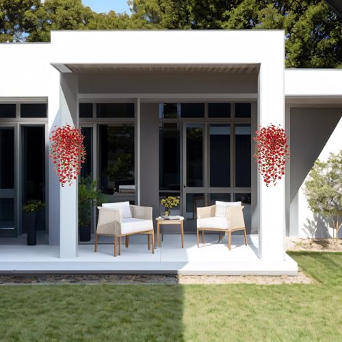 Ammyoo Artificial Hanging Flowers for Outdoors Fake Plants Decoration, 2 Pcs Faux Silk Daisy Flower Realistic Outdoor Flow...