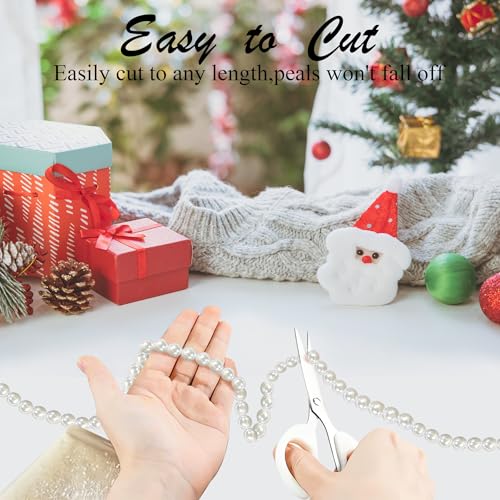 Craft String Pearls 10MM Beads Garland, 14 Yards Christmas Garland Faux Pearl Beads String Roll Bulk for DIY Craft, Weddin...