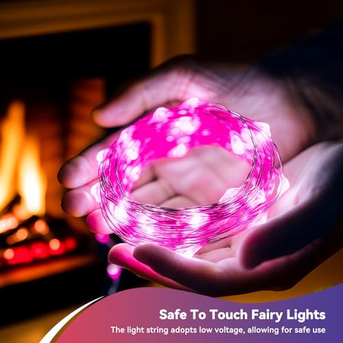 LitHome 4 Pack Valentine's Day Pink Fairy Lights Battery Operated, 20 FT 60 LED Valentines Lights Battery Operated 2 Modes...