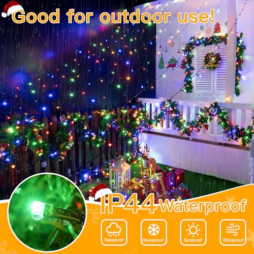 Ollny Christmas Lights 400LED 132FT, Plug-in Outside Tree Lights with Timer and 8 Modes, Remote Control Waterproof Dimmabl...