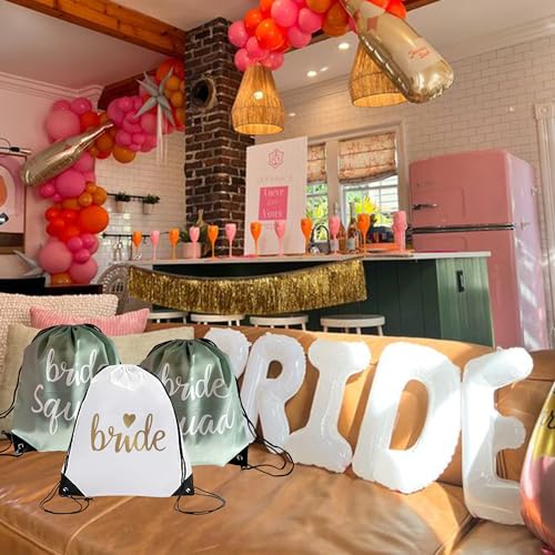 LotsBuyLots 10 Pcs Bride & Bride Squad Drawstring Bags Bachelorette Party Drawstring Bags for Bridal Shower Wedding Bachel...