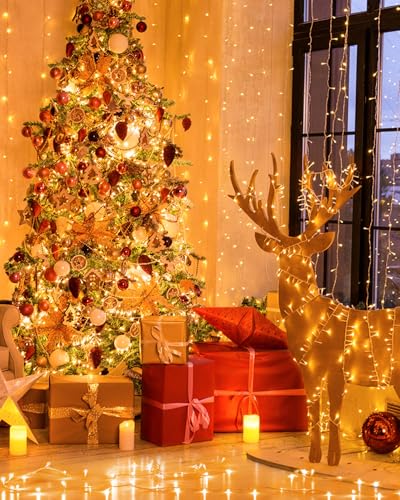 JIXXULVU 355FT 900LED Christmas Lights, Extra Long Outdoor String Lights Waterproof, Timer & Memory, 8 Modes Dimmable Plug...