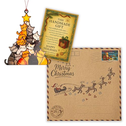 Cat Lover Gifts for Women, Cute Cat Ornaments, Funny Christmas Ornaments 2026, Cats Tree Christmas Decor, Black Orange Cat...