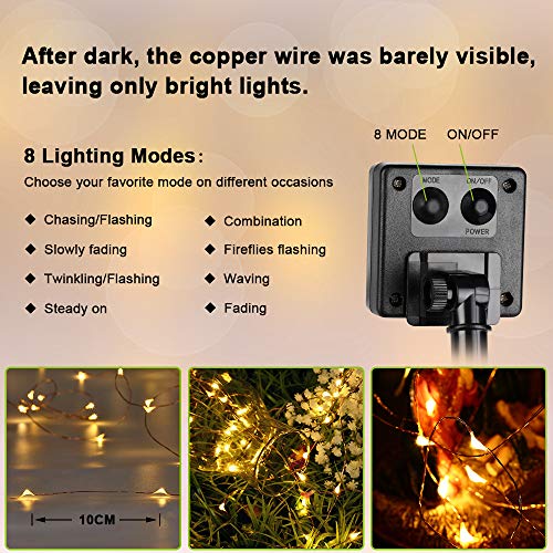 Brizled 2 Pack Solar String Lights, Total 132FT 400 LED Outdoor Solar Fairy Lights, 8 Modes Solar Twinkle Lights, Waterpro...