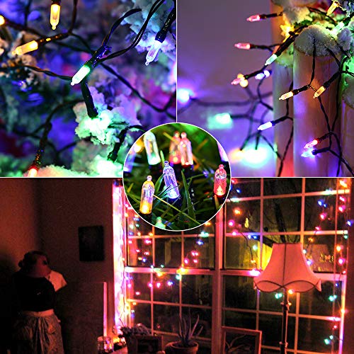 LYHOPE Battery Christmas Lights, 33ft 100 LED Christmas Lights Waterproof 8 Modes Battery Operated String Lights for Outdo...