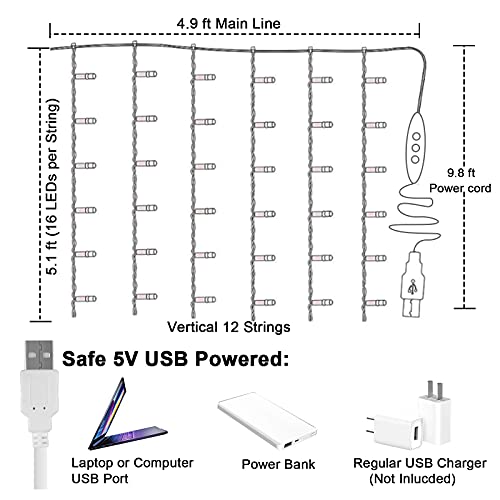 CoziTech Curtain Lights Pink Purple Ombre Light Up String Curtain for Bedroom Wall Hanging Mermaid Fairy Lights for Teen R...