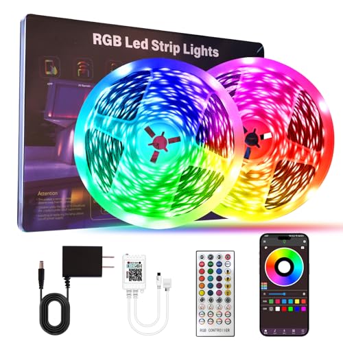 HBOWMDJIA Led Lights for Bedroom 200 FT (2 Rolls 100 FT), with Remote and Application Control RGB Color Changing LED Strip...