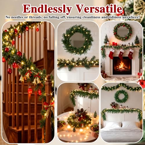 1 Pc 6 Ft Artificial Norfolk Pine Garlands, Christmas Garland,Real Touch Winter Pine Garland, Green Artificial Greenery Ga...