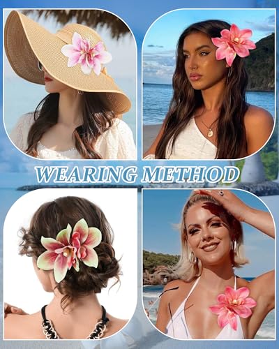 3 PCS Hawaiian Flower Hair Clips for Women Artificial Orchid Hair Barrettes Hibiscus Flower Hair Clips for Wedding Bridal ...