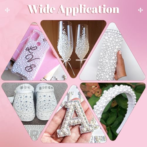 16500Pcs Flatback Pearls for Crafting (White), Assorted Size 2/3/4/5/6/8/10mm Half Pearl with 3Pcs 10ml B7000 Jewelry Glu...