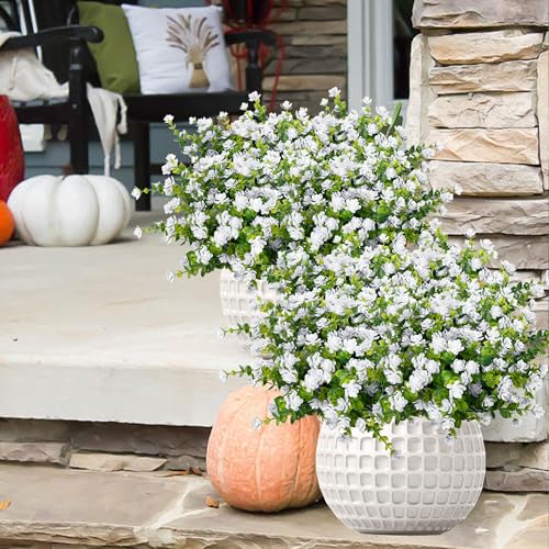 NETAP Outdoor Artificial Flowers UV Resistant, 20 Bundles Fake Realistic Floral Greenery Plants for Outside Porch, Window ...