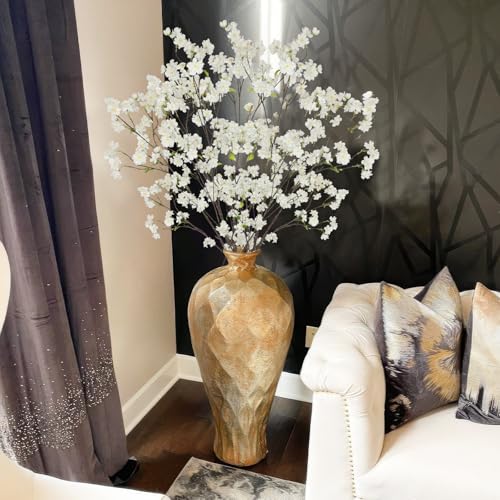 CISDUEO White Cherry Blossom Branches Long Stem Artificial Flowers for Tall Vase Silk Flower Bulk Plum Blossom Flowers for...