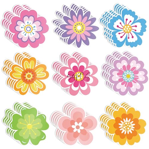 Hedeey 54 Pcs Spring Floral Paper Flower Decor for Spring Bulletin Board Classroom Decoration (Flower 54)