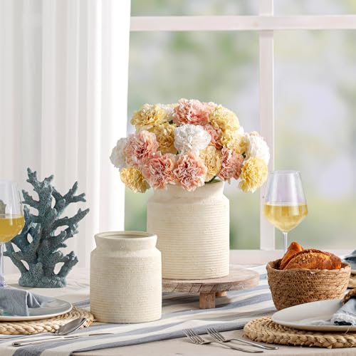 Ceramic Flower Vase 7.5 inch Farmhouse Rustic Vase for Home Decor Handcrafted Pottery Terracotta Vases for Dining Table De...