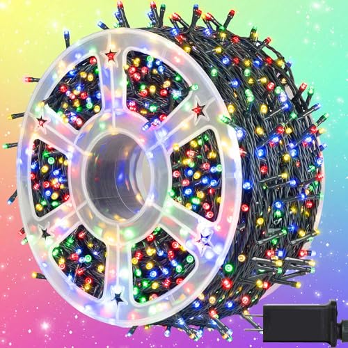 kemooie 500 LED Christmas Lights, 164FT 8 Lighting Modes with Memory Plug in Waterproof Christmas Lights Outdoor, for Birt...