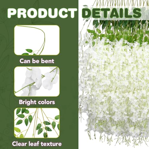 Alotiki Wisteria Hanging Flowers,Fake Hanging Flowers,Wisteria artificiales Garland for Home Wedding Arch Floral Party Gar...