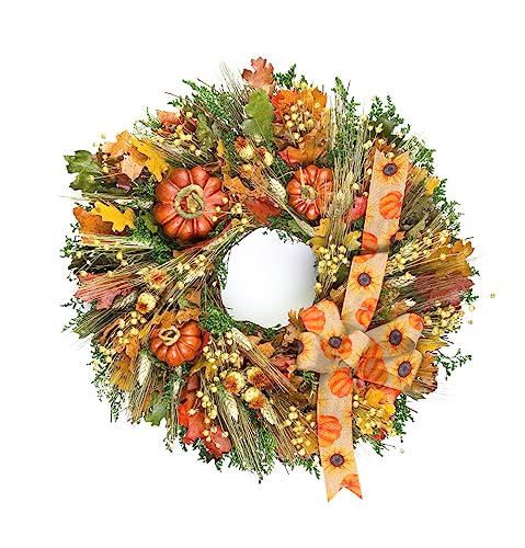 2 Rolls Fall Fabric Ribbons Thanksgiving Decor Ribbons Pumpkin Sunflowers Plaid Burlap Linen Ribbons for Thanksgiving Fall...