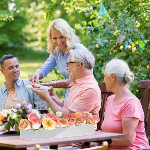 4Pcs Acrylic Flower Vase with 64 Holes,63 inch Decorative Long Clear Vase Modern,Rectangular Acrylic Vases Clear Floral Ce...