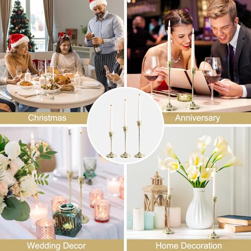 Tunyet Candlestick Holders 6PCS, Metal Taper Candle Holder, Gold Candle Holders for Pillar Candles, Candle Holder for Wedd...