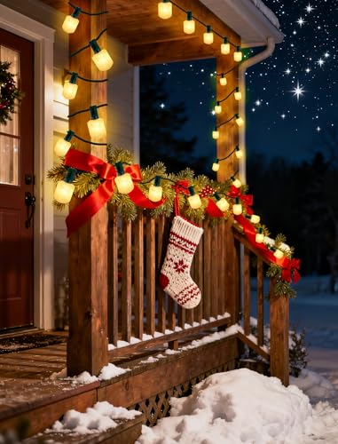 Adirxon Outdoor String Lights, 25FT T40 Retro LED Christmas Lights, Waterproof Warm White Patio Lights for Porch, Bistro, ...