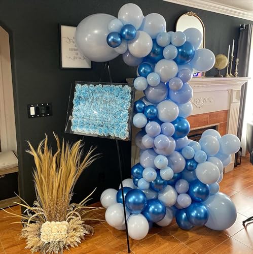 Blue Balloons Metallic Blue Balloon, 60Pcs 12Inch Chrome Blue Balloons Kit Macaron Light Pearl Navy Blue Latex Balloons fo...