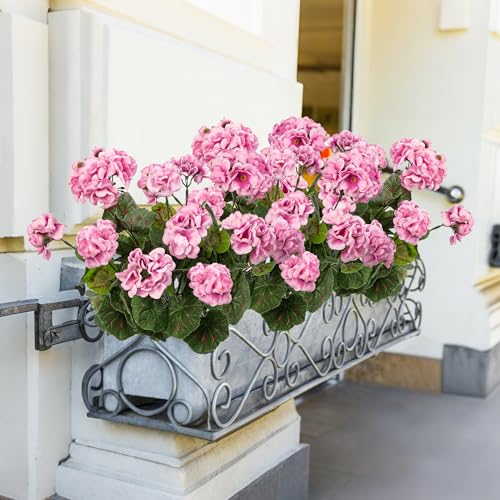 Uqueeten Plastic Flowers for Outdoors Home Decor Fake Plants Artificial Flowers Artificial Geraniums Outdoor Fake Flowers ...