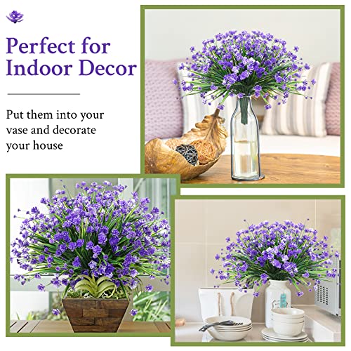 Hoteam 40 Bundles Outdoor Artificial Flowers UV Resistant Faux Outside Plants Flowers Fake Plastic Plants for Outdoor Spri...