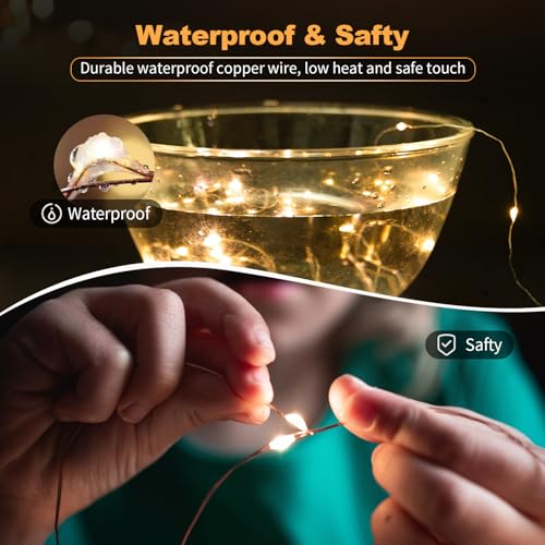 20 Pack LED Fairy Lights Battery Operated,3 Features Blinking Slowly Blinking & just on 7FT 20 LED Waterproof Mini Twinkle...