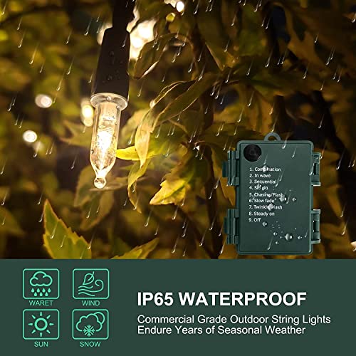 KOUQIYA Battery Operated Christmas Lights, 33ft 100 LED Battery Operated String Lights with Auto-Timer 8 Modes Waterproof ...