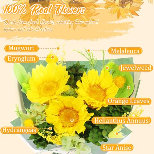 Forever Flowers for Delivery, Preserved Flowers Fresh Sunflower Bouquet, Sophisticated Packaging Preserved Flower Bouquet ...