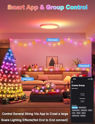 echosari Cherry Blossom Flower String Lights, 33ft 16 Million Color Chaning Fairy Lights Plug in APP & Remote Control DIY ...