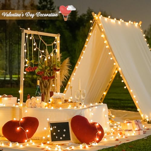 JMEXSUSS 100 LED Connectable Globe String Lights Indoor Bedroom, 33ft Warm White Christmas Lights Plug in with Remote, 8 M...