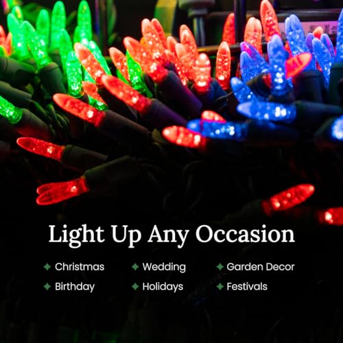 Pro Christmas M5 LED Holiday Lights - 70 Bulbs, 23.3ft - Professional Grade Indoor Outdoor Diamond Cut Sparkle Light Strin...