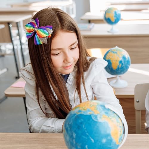 2PCS 4" Glitter Ribbon Hair Bow Clips Sparkly Sequins Alligator Barrettes Hairpin Girls Hair Bows Clips Hair Accessories T...