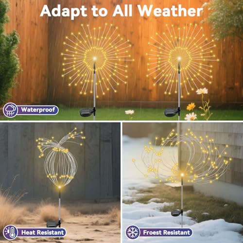 Garden Outdoor Lights, 2 Pack 120 LED Solar Garden Lights Fairy Lights Outdoor Waterproof Decorative Solar Firework Lights...