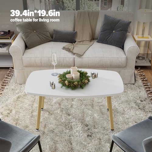 WOHOMO Folding Coffee Table 39.3'' White Coffee Tables for Living Room Portable Simple Modern Rectangular Center Table for...