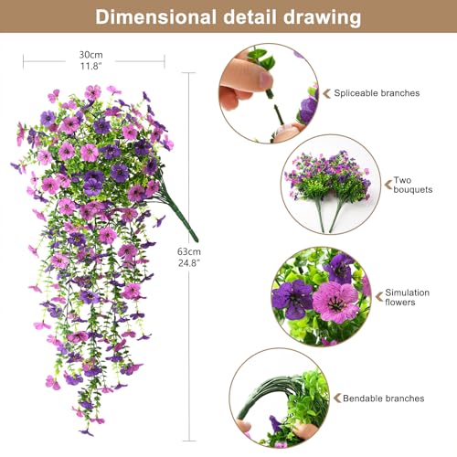 ZFProcess Artificial Hanging Flowers Plants for Outdoor Spring Summer Decoration, 2PCS Faux Silk Daisy UV Resistant Look R...